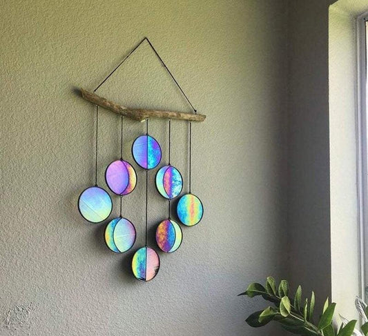 Rainbow Moon Phase Hanging Art – Boho Wall Decor