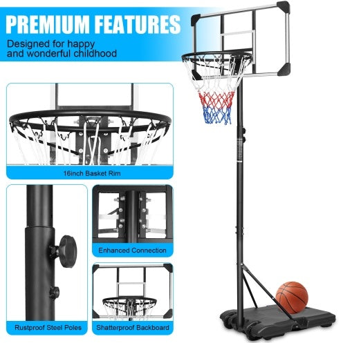 Portable Basketball Goal System – Adjustable Height 5.6 to 7ft, Indoor & Outdoor Use