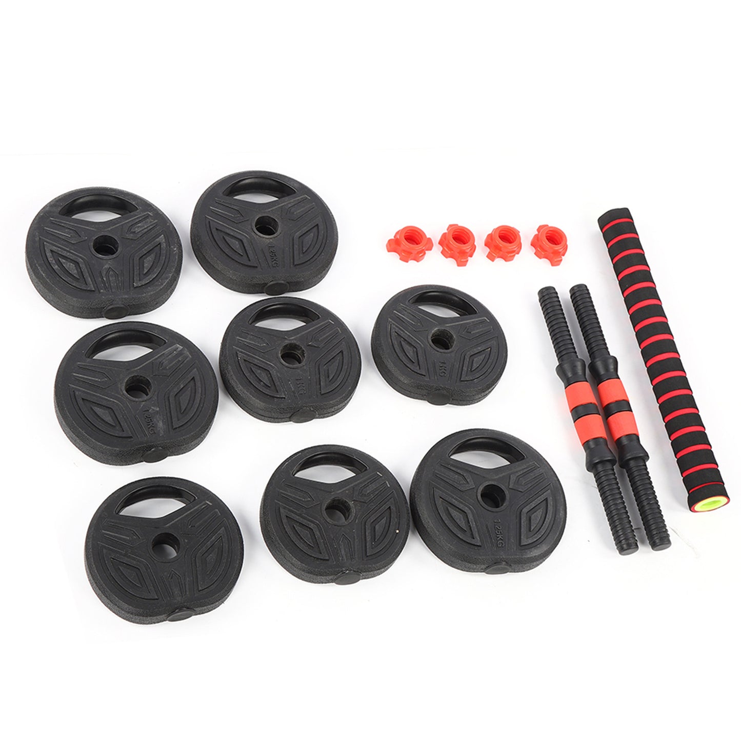 10KG Round Dumbbell Set with 40cm Connection Rod – Adjustable Home Fitness Equipment