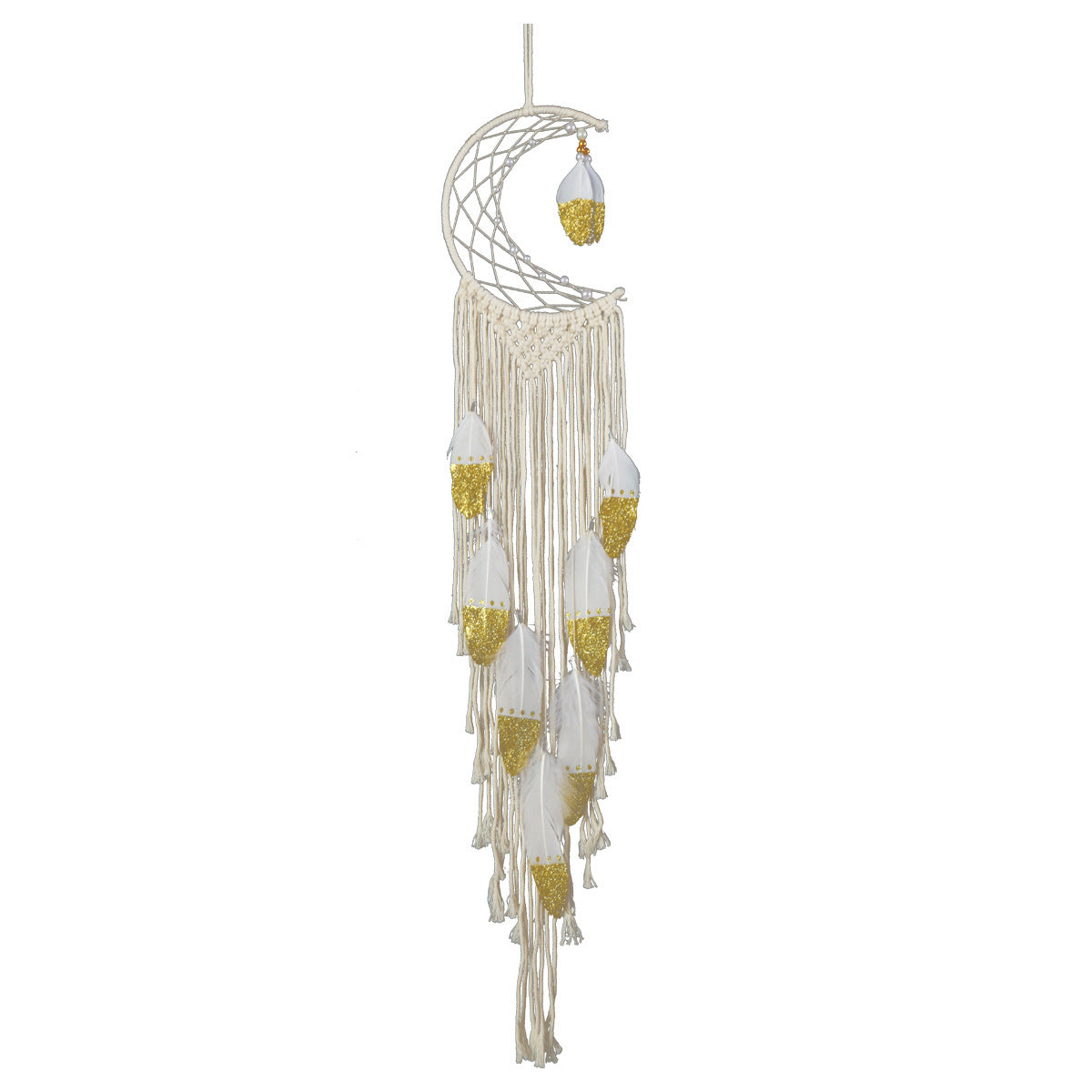 Crescent Dream Catcher Gold Home Decor Elegant Boho Wall Hanging