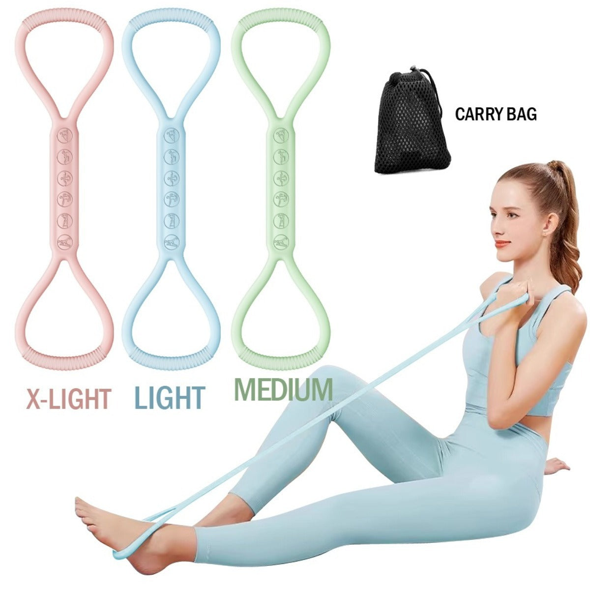 8-Character Silicone Yoga Elastic Band Set – 3-Piece Resistance Bands for Lower Body & Booty Workouts