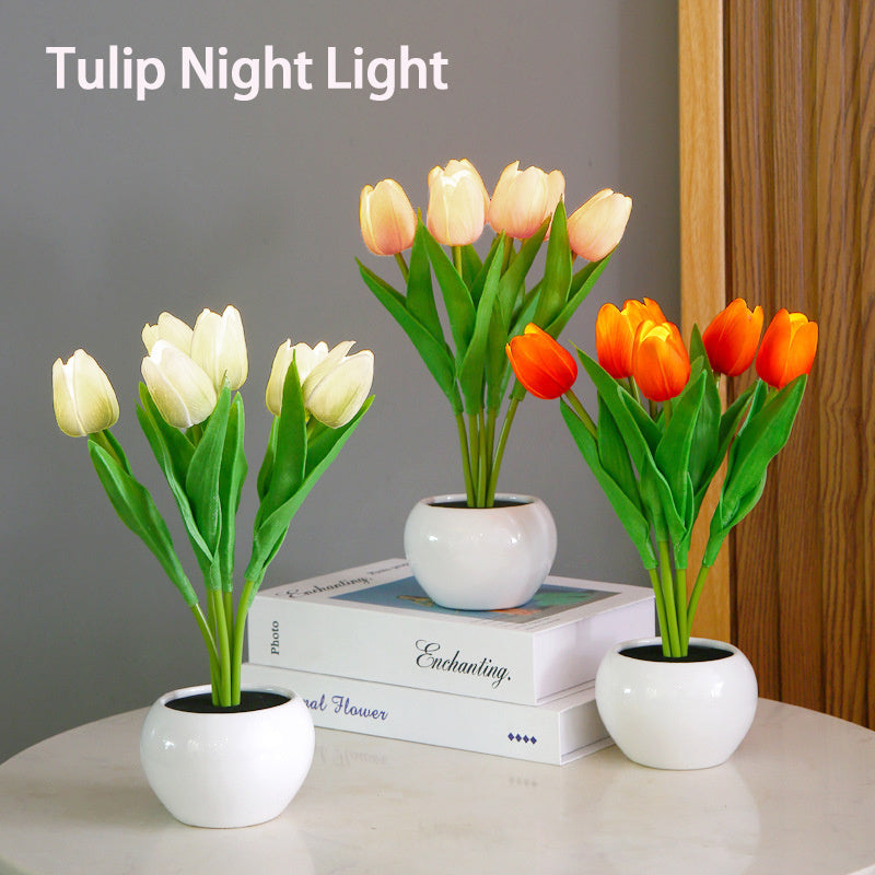 LED Tulip Flower Night Light – Elegant Artificial Potted Lamp for Home Décor & Gifts