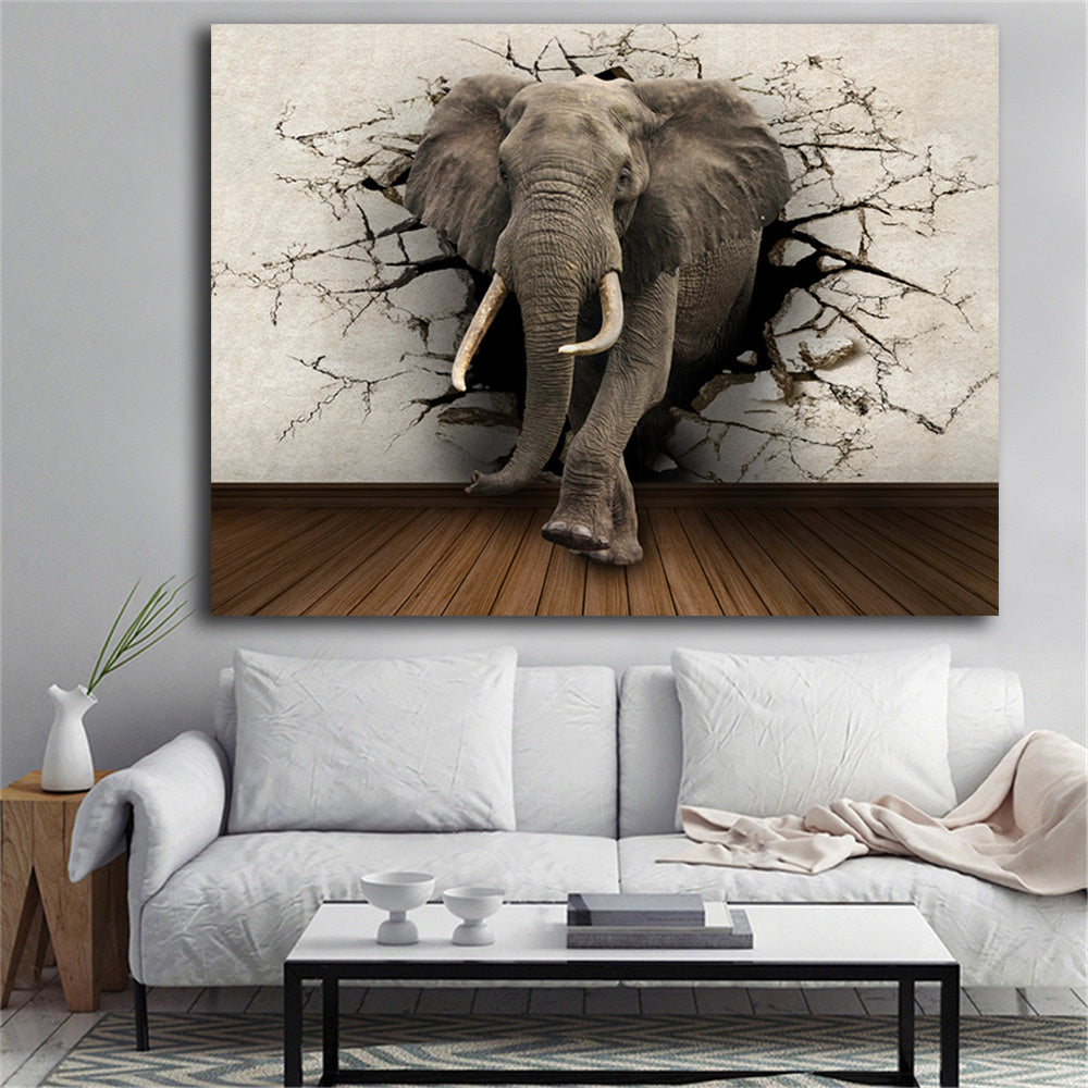 Creative Elephant Canvas Painting – Majestic Wall Art for Home Decor