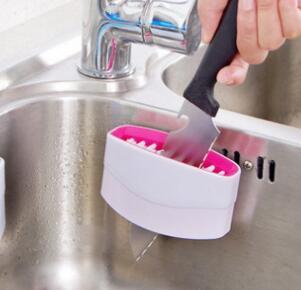 Multi-Function Kitchen Cleaning Brush – Suction Cup Knife, Fork & Vegetable Scrubber