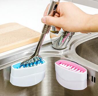 Multi-Function Kitchen Cleaning Brush – Suction Cup Knife, Fork & Vegetable Scrubber