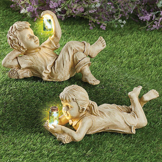 Resin Firefly Jar Garden Statue – Adorable Solar Light Decor