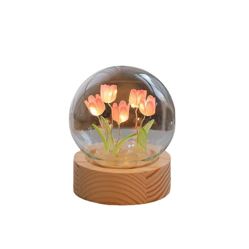 Artificial Tulip Flower LED Night Lamp – Handmade Beauty for Your Bedroom Decor