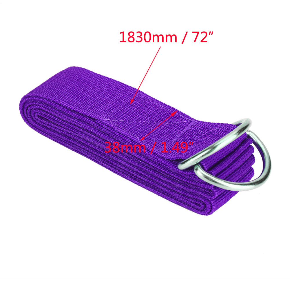 Adjustable Stretch Strap with D-Ring – Yoga & Fitness Belt for Flexibility & Strength Training (Purple)