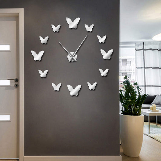 3D Butterfly Mirror Wall Clock – Elegant Home Decor for Living Room & Bedroom