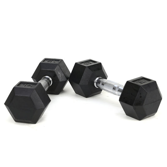 15LB Rubber-Coated Cast Iron Dumbbells – Durable 2-Handle Design for Strength Training