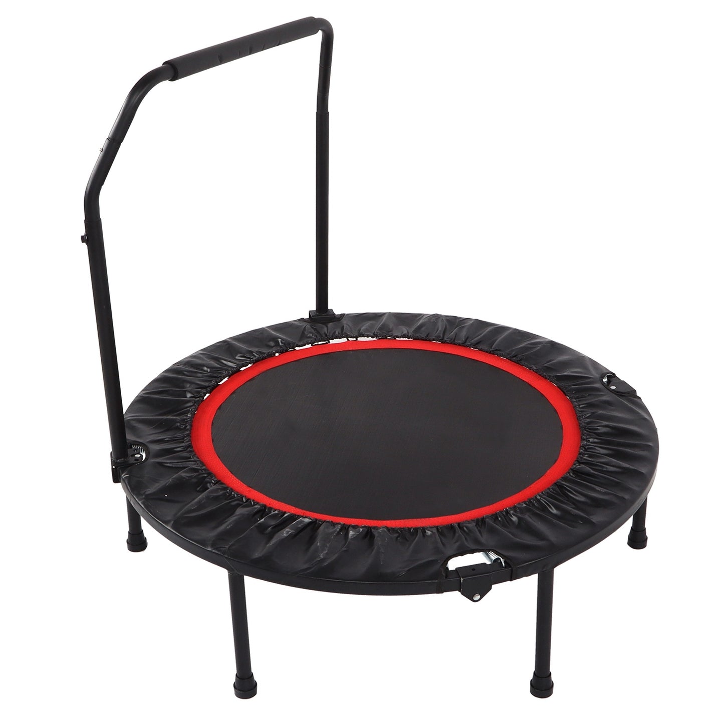 48in Folding Adult Trampoline – Fitness Rebounder with Double Adjustable Foam Armrests