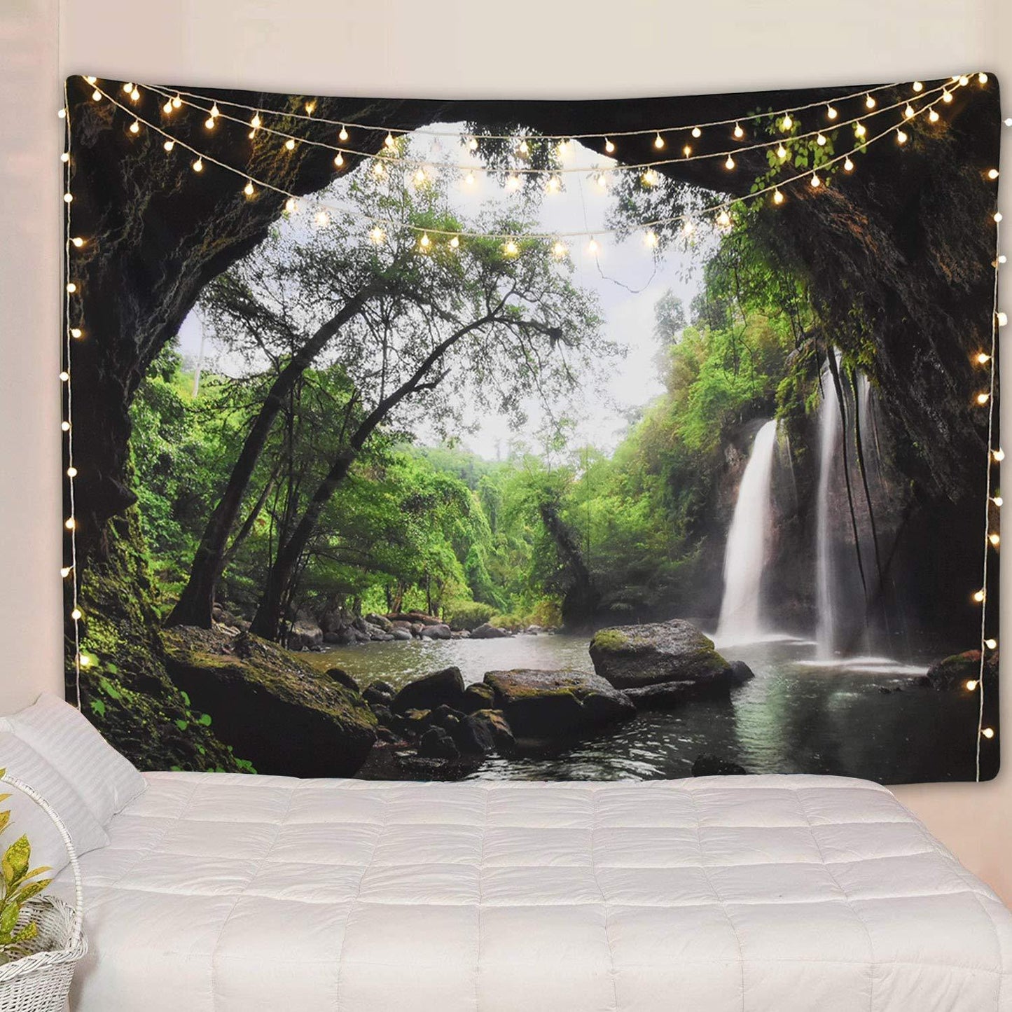 Beautiful Cave Waterfall Tapestry – Nature-Inspired Wall Hanging & Decor