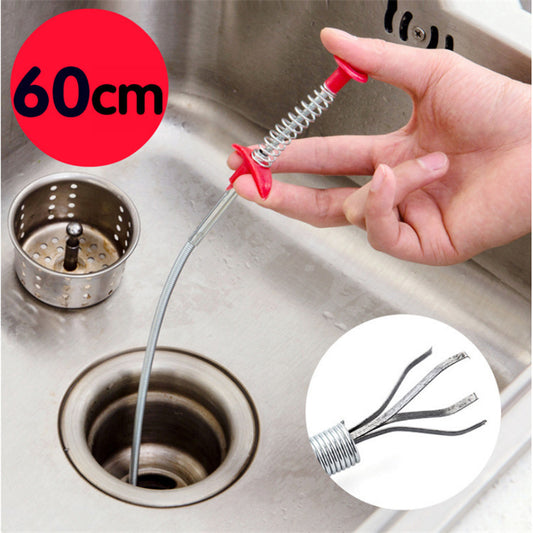 60CM Spring Pipe Dredging Tool – Easy Drain Clog Remover for Kitchen & Bathroom