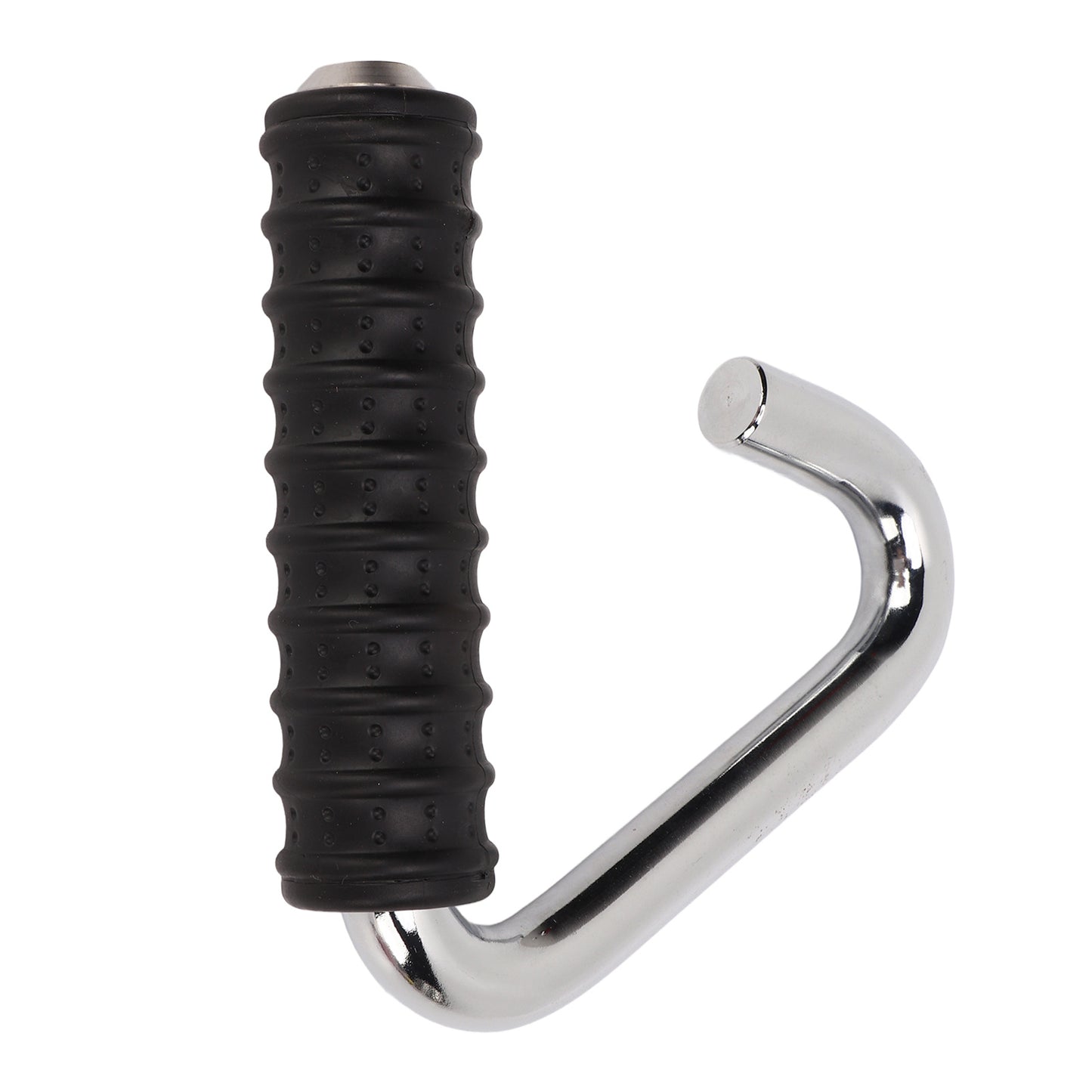 Fitness Handle Grip – Silver C-Shaped Universal Pull Bar with Rubber Wrap for Gym Training