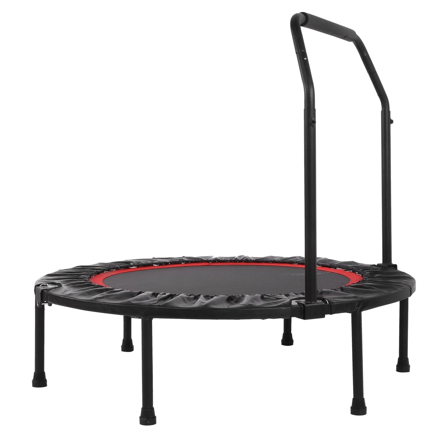 48in Folding Adult Trampoline – Fitness Rebounder with Double Adjustable Foam Armrests