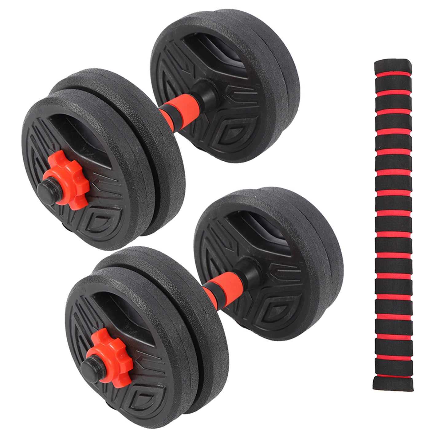 10KG Round Dumbbell Set with 40cm Connection Rod – Adjustable Home Fitness Equipment