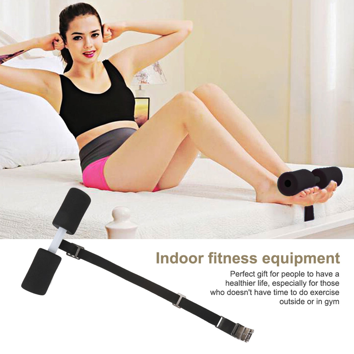 Bed Sit-Up Exercise Bar – Strengthen Core & Build Muscle at Home (Black)