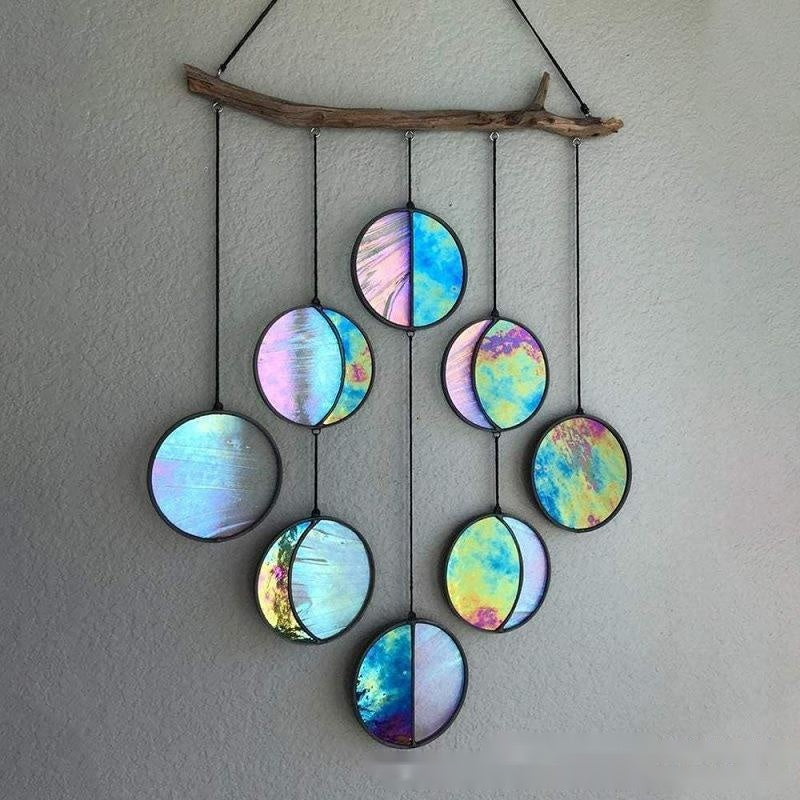 Rainbow Moon Phase Hanging Art – Boho Wall Decor