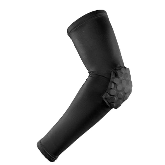 Sports Elbow Guard – Black Honeycomb-Padded Support Sleeve for Fitness & Injury Prevention