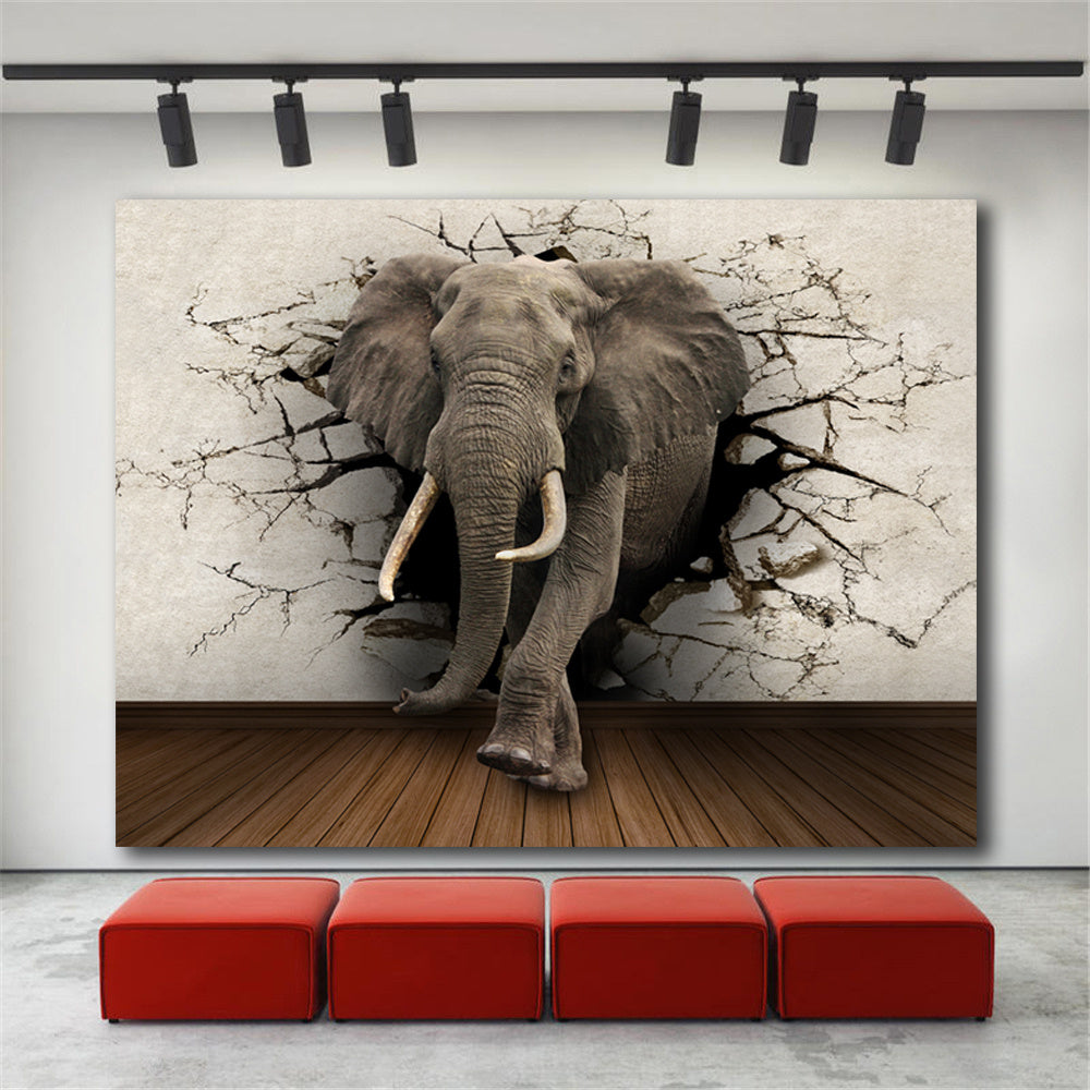 Creative Elephant Canvas Painting – Majestic Wall Art for Home Decor