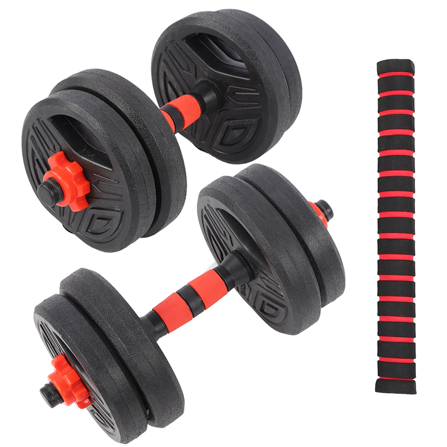 10KG Round Dumbbell Set with 40cm Connection Rod – Adjustable Home Fitness Equipment