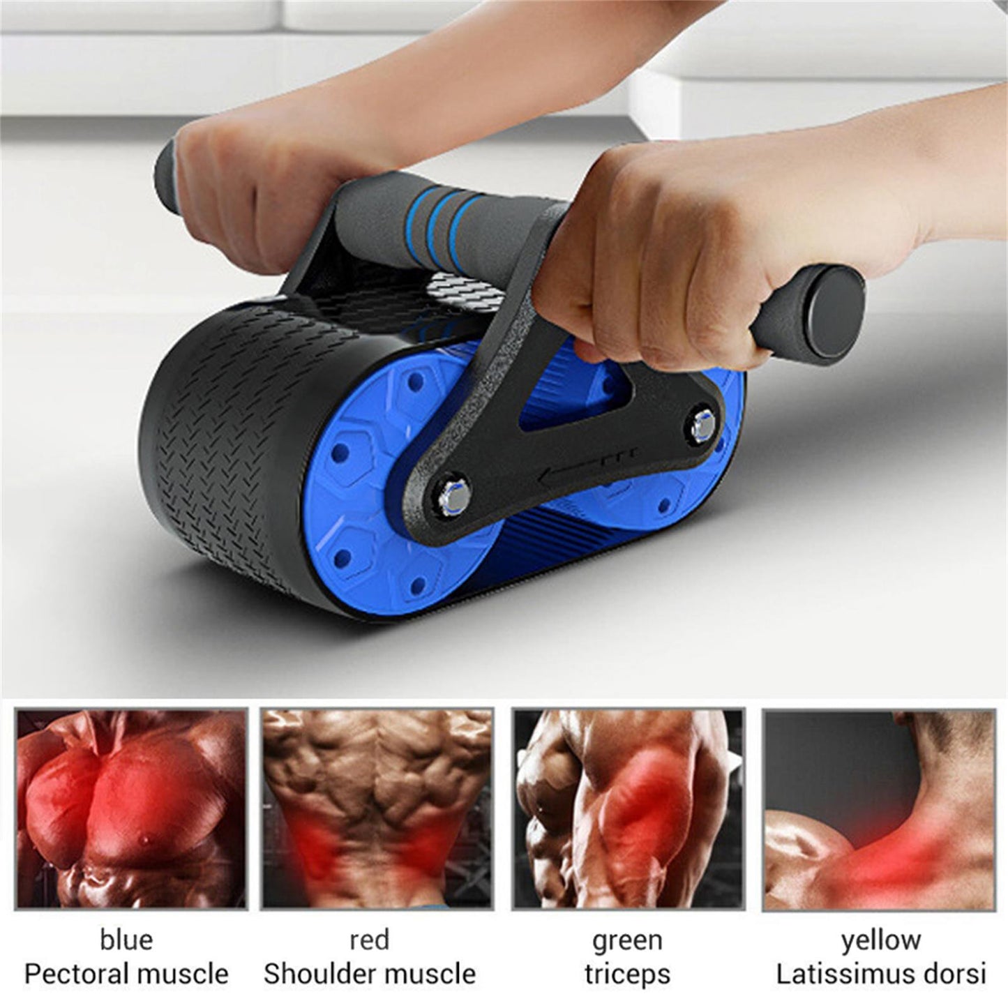 Springback Wheels Ab Roller – Silent Abdominal Exerciser for Core & Push-Up Training (Blue)