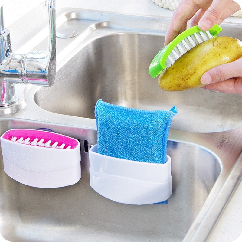 Multi-Function Kitchen Cleaning Brush – Suction Cup Knife, Fork & Vegetable Scrubber