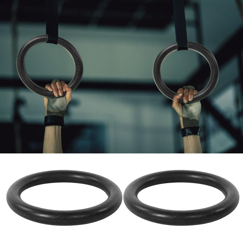 ABS Gymnastic Rings – Gym Fitness Training Exercise Tool with Adjustable Straps (Black)