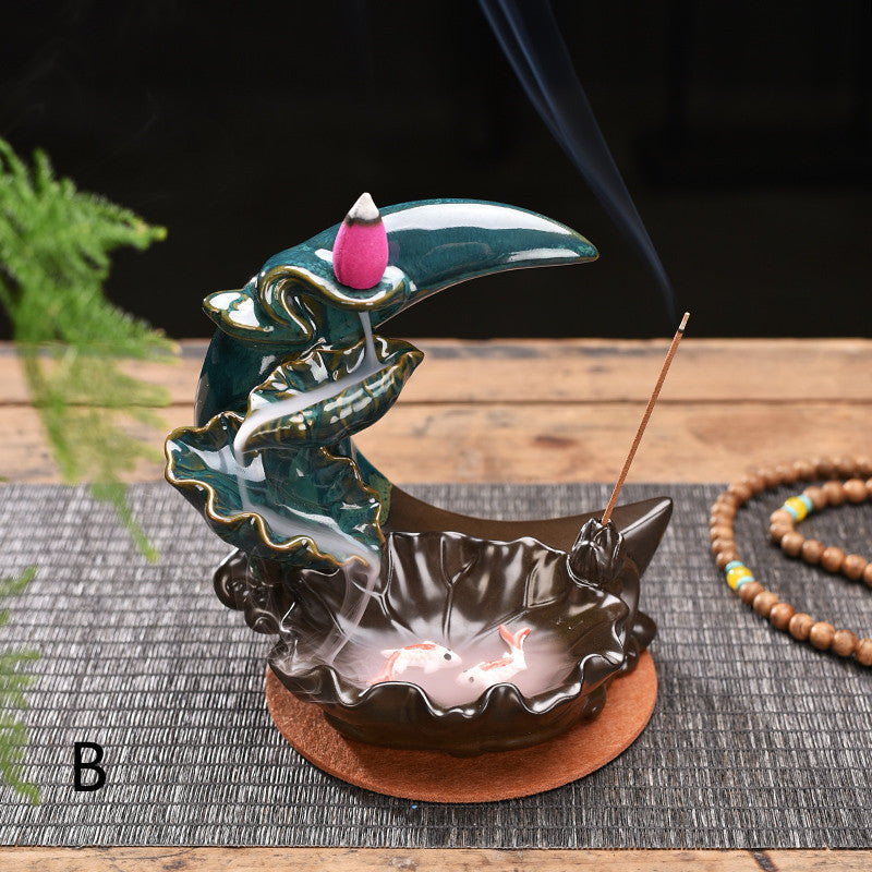 Moon Backflow Incense Burner – Mystical Smoke Waterfall Holder for Home Decor