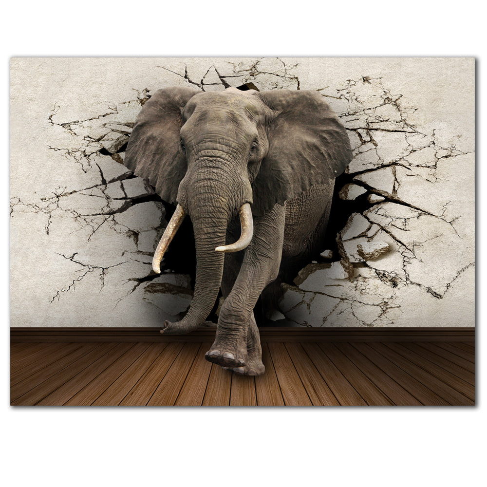 Creative Elephant Canvas Painting – Majestic Wall Art for Home Decor