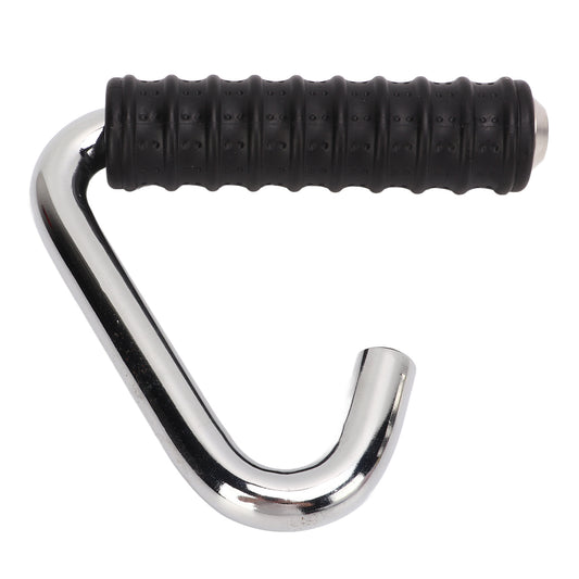 Fitness Handle Grip – Silver C-Shaped Universal Pull Bar with Rubber Wrap for Gym Training