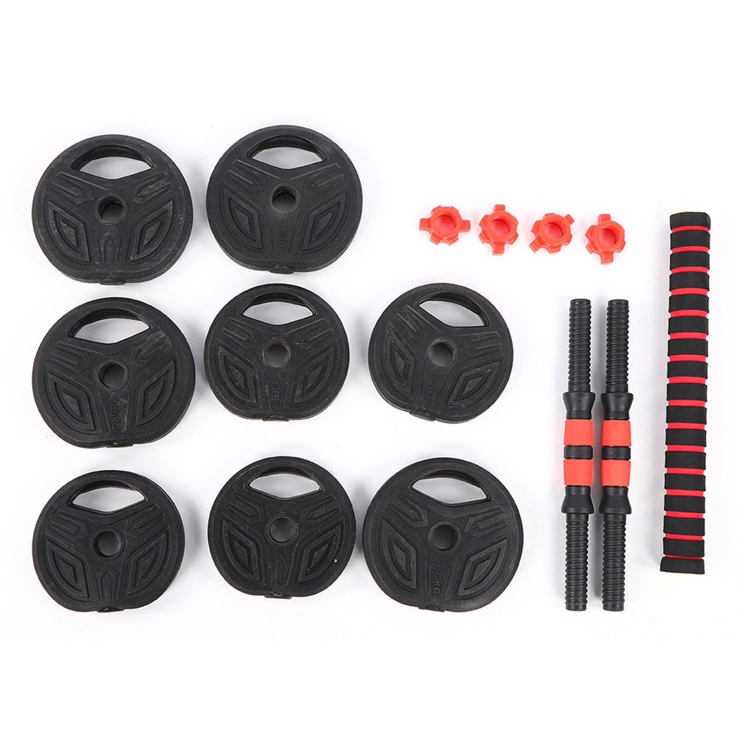 10KG Round Dumbbell Set with 40cm Connection Rod – Adjustable Home Fitness Equipment