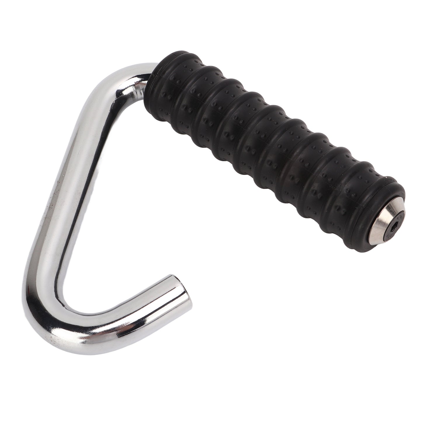 Fitness Handle Grip – Silver C-Shaped Universal Pull Bar with Rubber Wrap for Gym Training