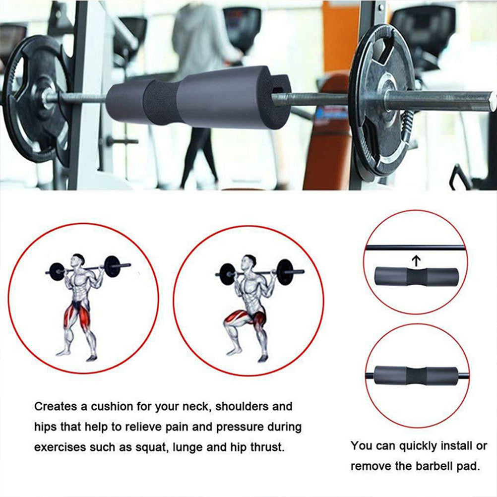 Foam Barbell Pad – Soft Squat Pad with 2 Fasteners for Comfort & Support