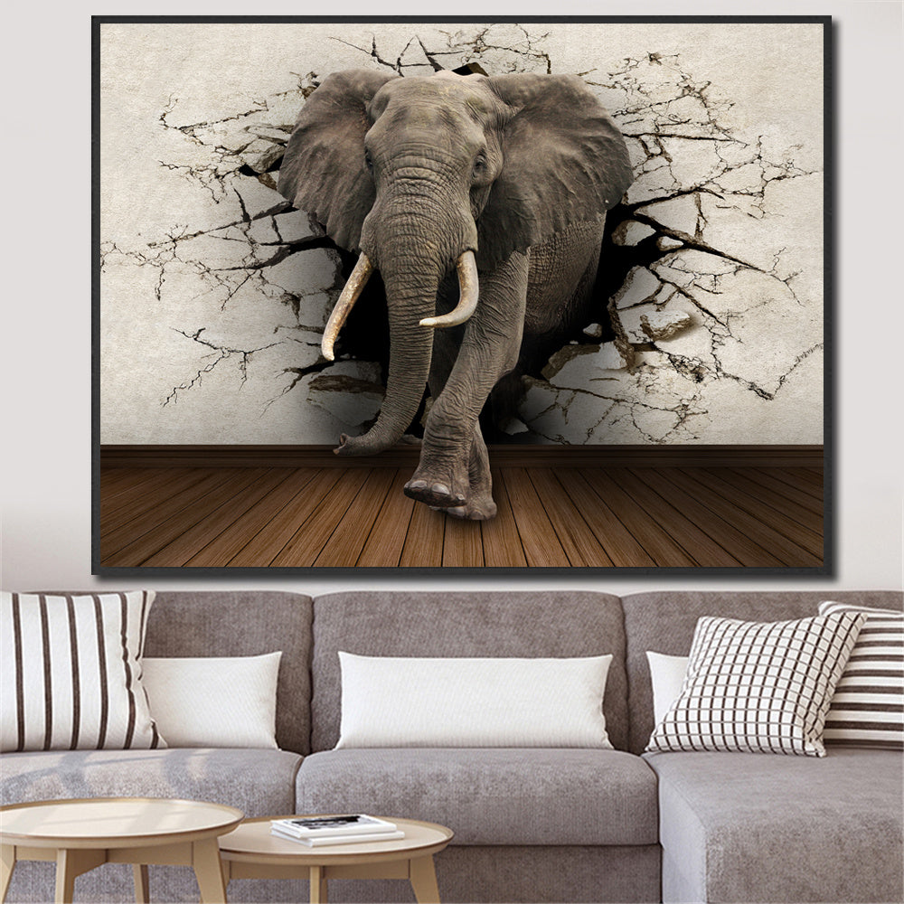 Creative Elephant Canvas Painting – Majestic Wall Art for Home Decor