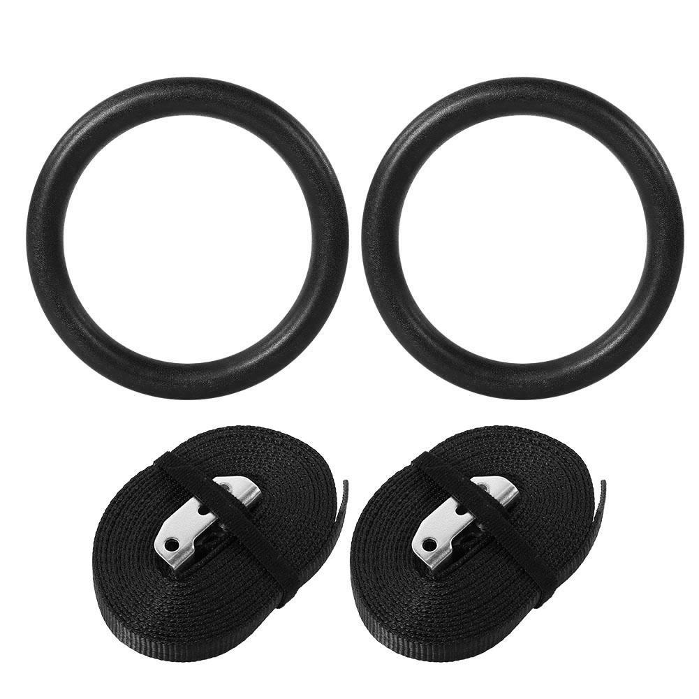 ABS Gymnastic Rings – Gym Fitness Training Exercise Tool with Adjustable Straps (Black)