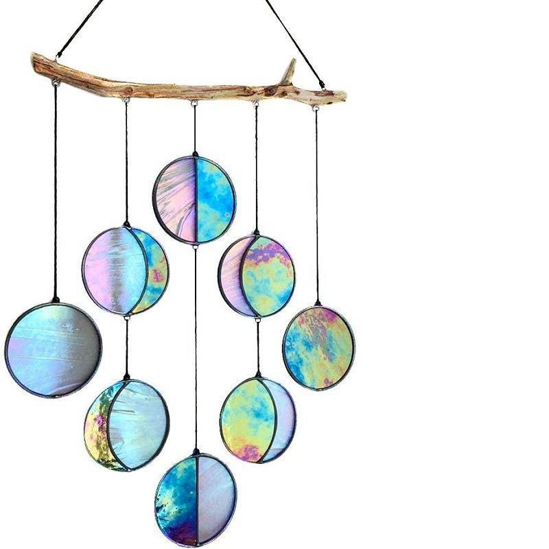 Rainbow Moon Phase Hanging Art – Boho Wall Decor