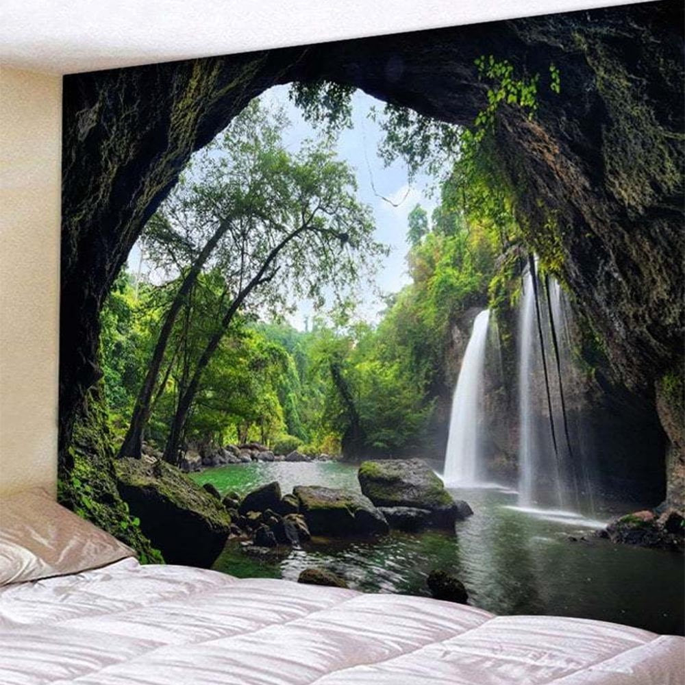 Beautiful Cave Waterfall Tapestry – Nature-Inspired Wall Hanging & Decor