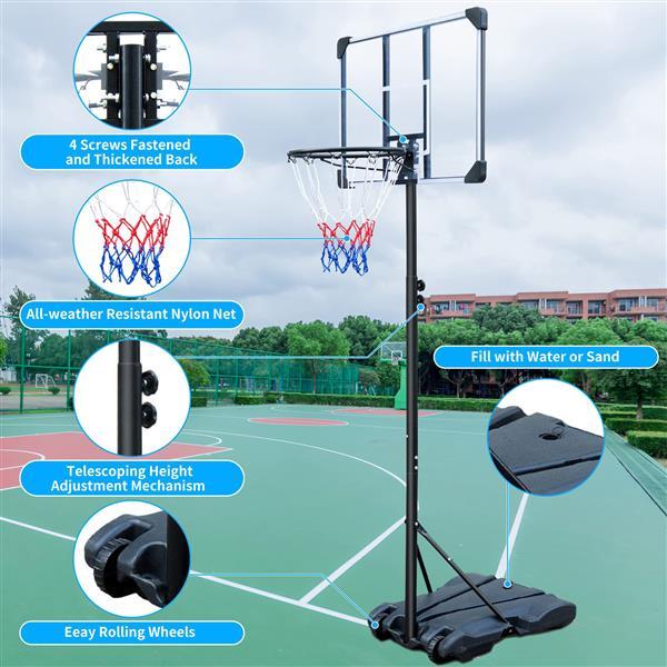 Adjustable Basketball Hoop Stand – 5.6 to 7 Feet with 32-Inch Backboard & Wheels