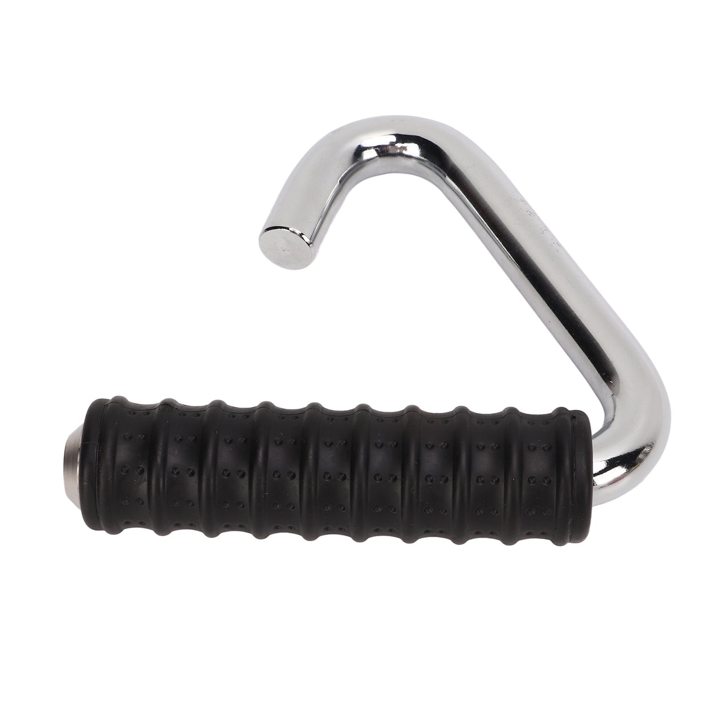 Fitness Handle Grip – Silver C-Shaped Universal Pull Bar with Rubber Wrap for Gym Training