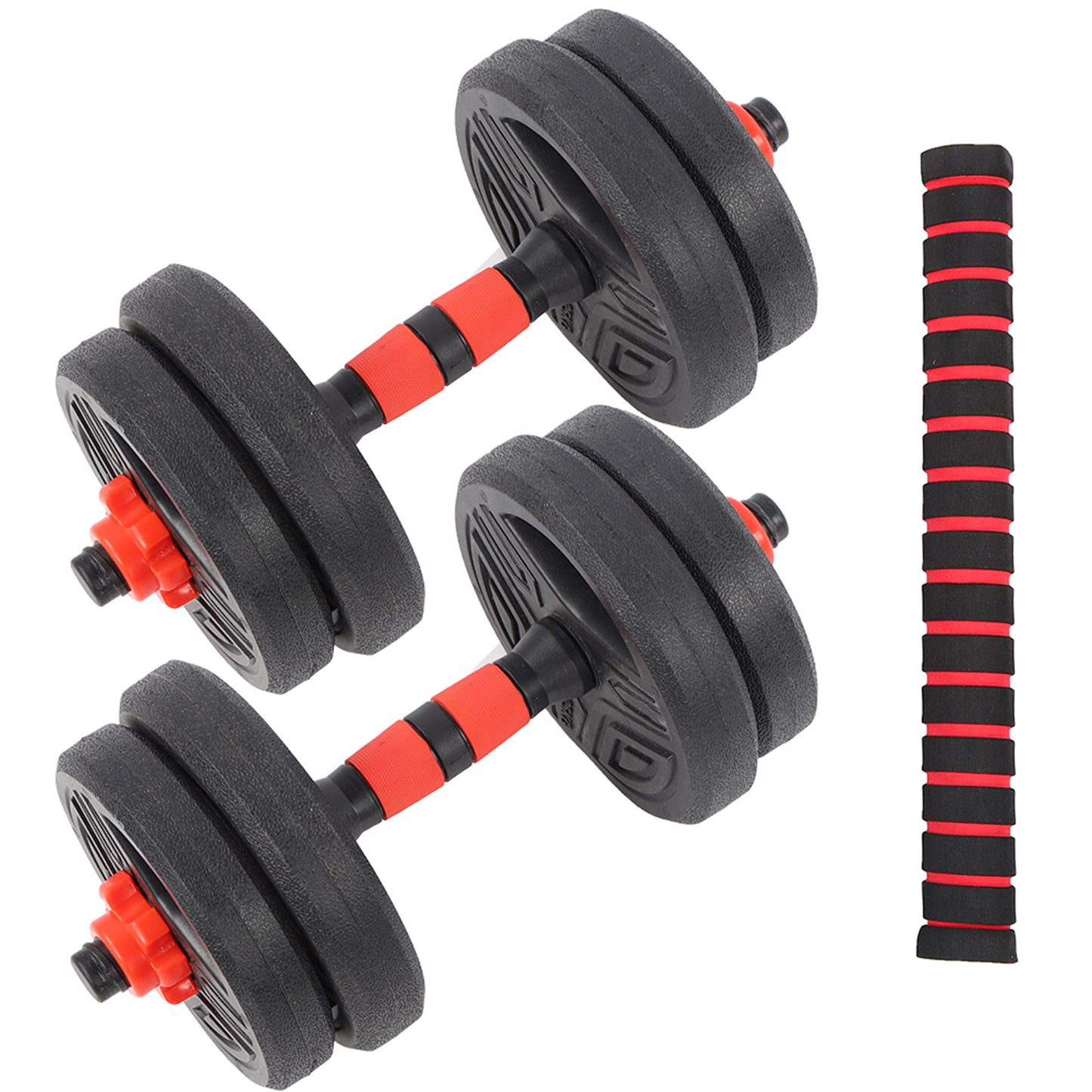 10KG Round Dumbbell Set with 40cm Connection Rod – Adjustable Home Fitness Equipment