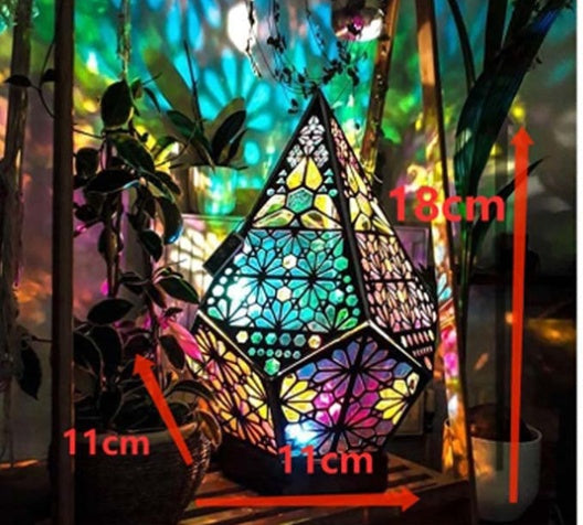 Bohemian Starry Sky Wooden Lamp – Cozy & Artistic Home Decor