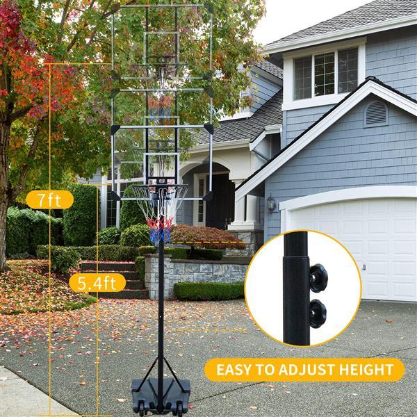 Adjustable Basketball Hoop Stand – 5.6 to 7 Feet with 32-Inch Backboard & Wheels