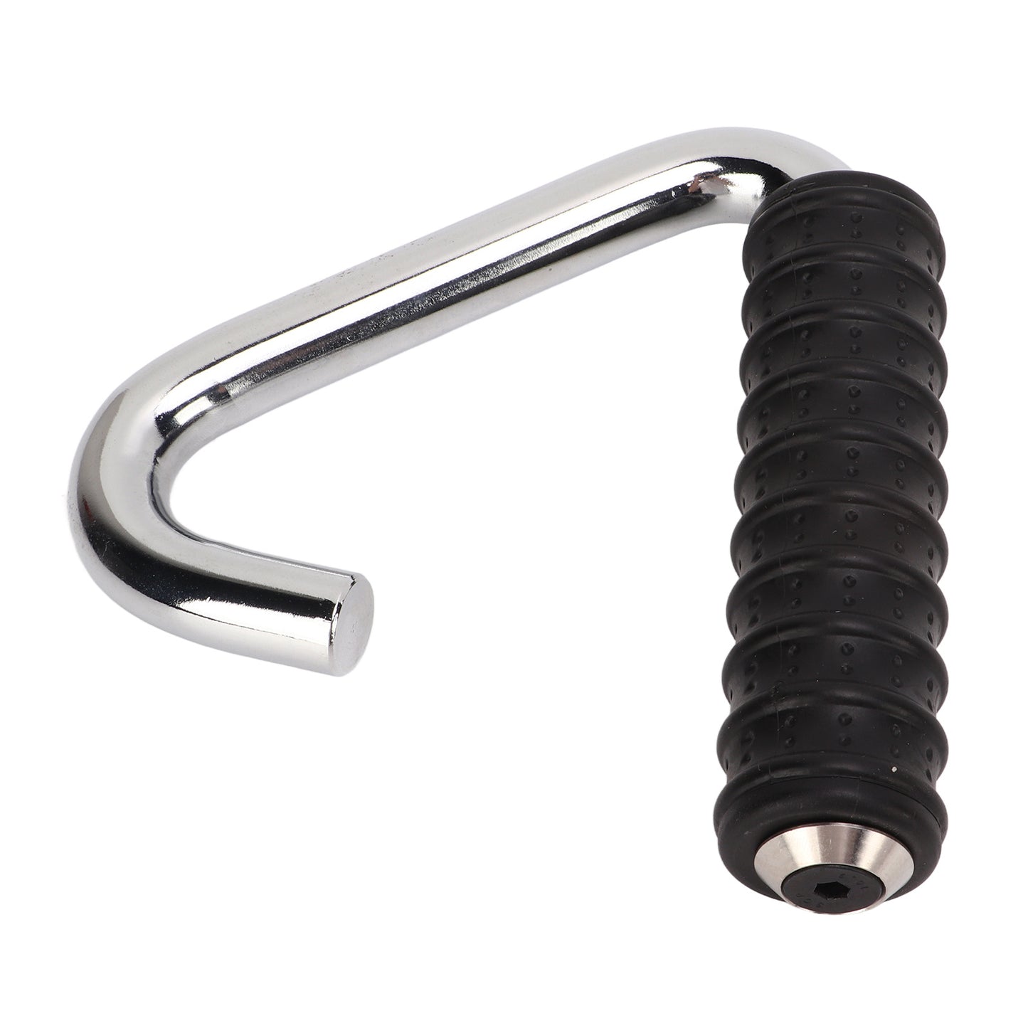 Fitness Handle Grip – Silver C-Shaped Universal Pull Bar with Rubber Wrap for Gym Training