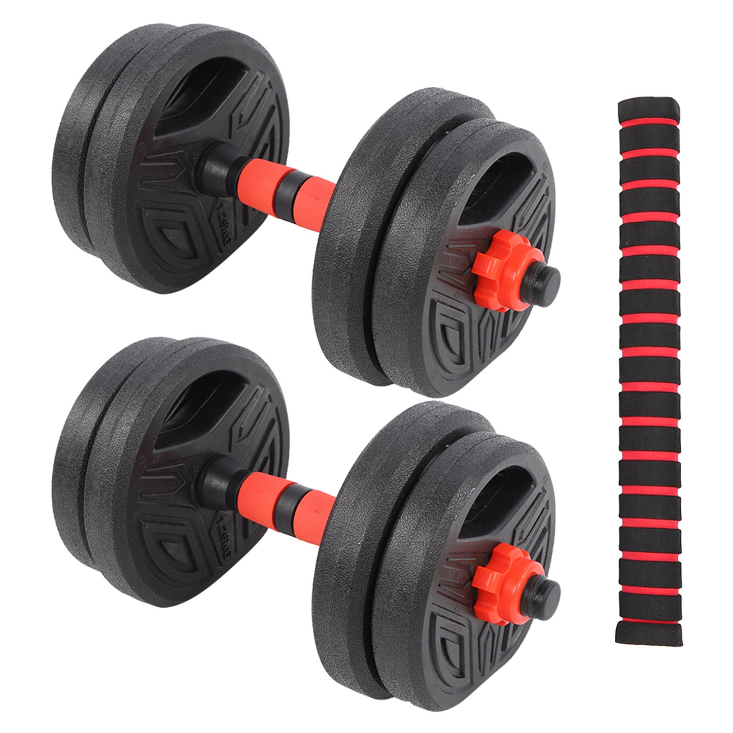 10KG Round Dumbbell Set with 40cm Connection Rod – Adjustable Home Fitness Equipment