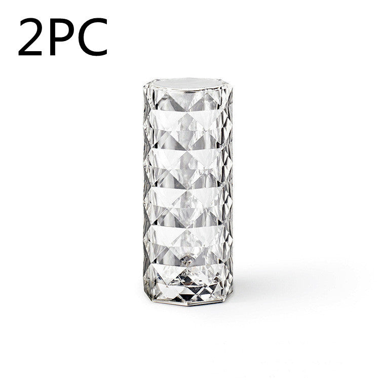 Nordic Crystal Touch Dimming USB Table Lamp – Diamond Night Light & Rose Projector