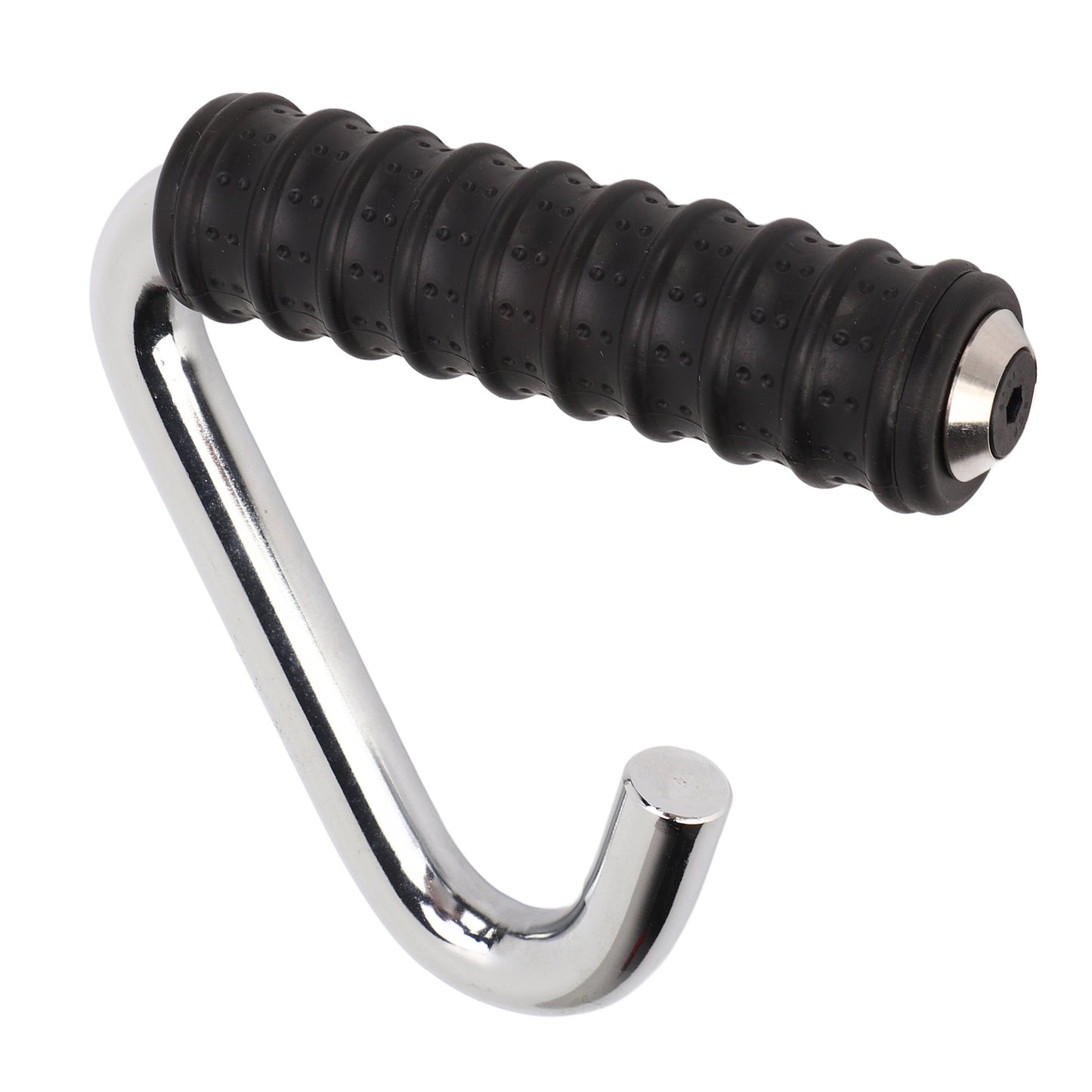 Fitness Handle Grip – Silver C-Shaped Universal Pull Bar with Rubber Wrap for Gym Training