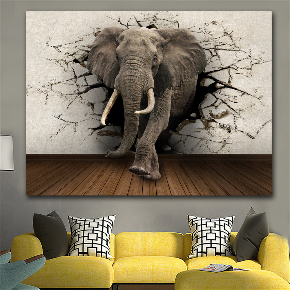 Creative Elephant Canvas Painting – Majestic Wall Art for Home Decor