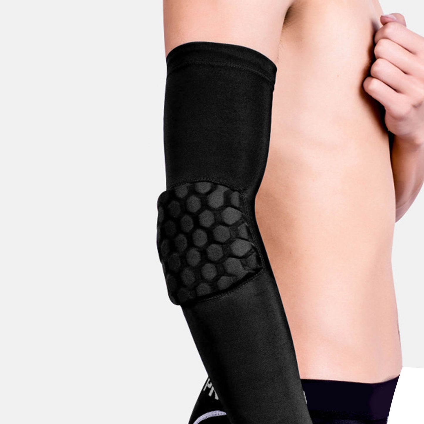 Sports Elbow Guard – Black Honeycomb-Padded Support Sleeve for Fitness & Injury Prevention