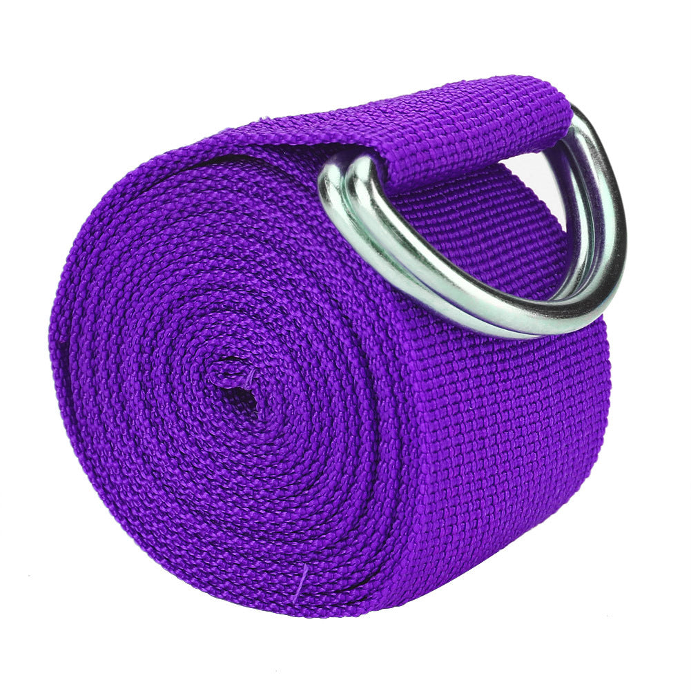 Adjustable Stretch Strap with D-Ring – Yoga & Fitness Belt for Flexibility & Strength Training (Purple)